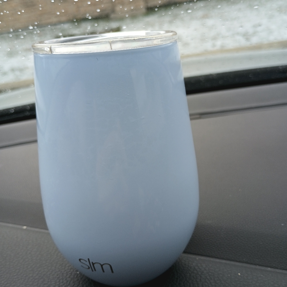 Simple Modern 12oz light blue stainless steel cup with plastic lid